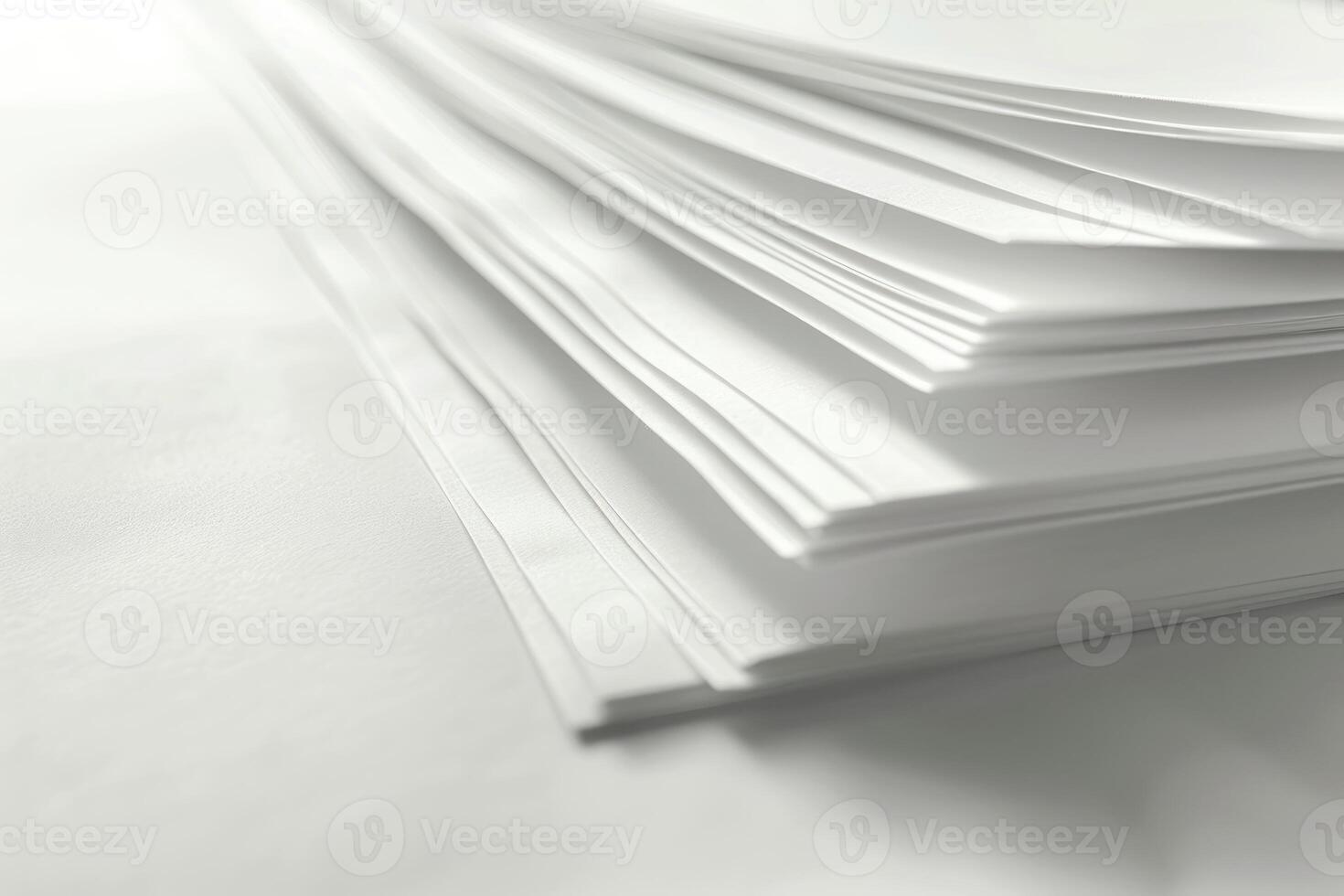 Stack of blank white paper sheets creating abstract background photo