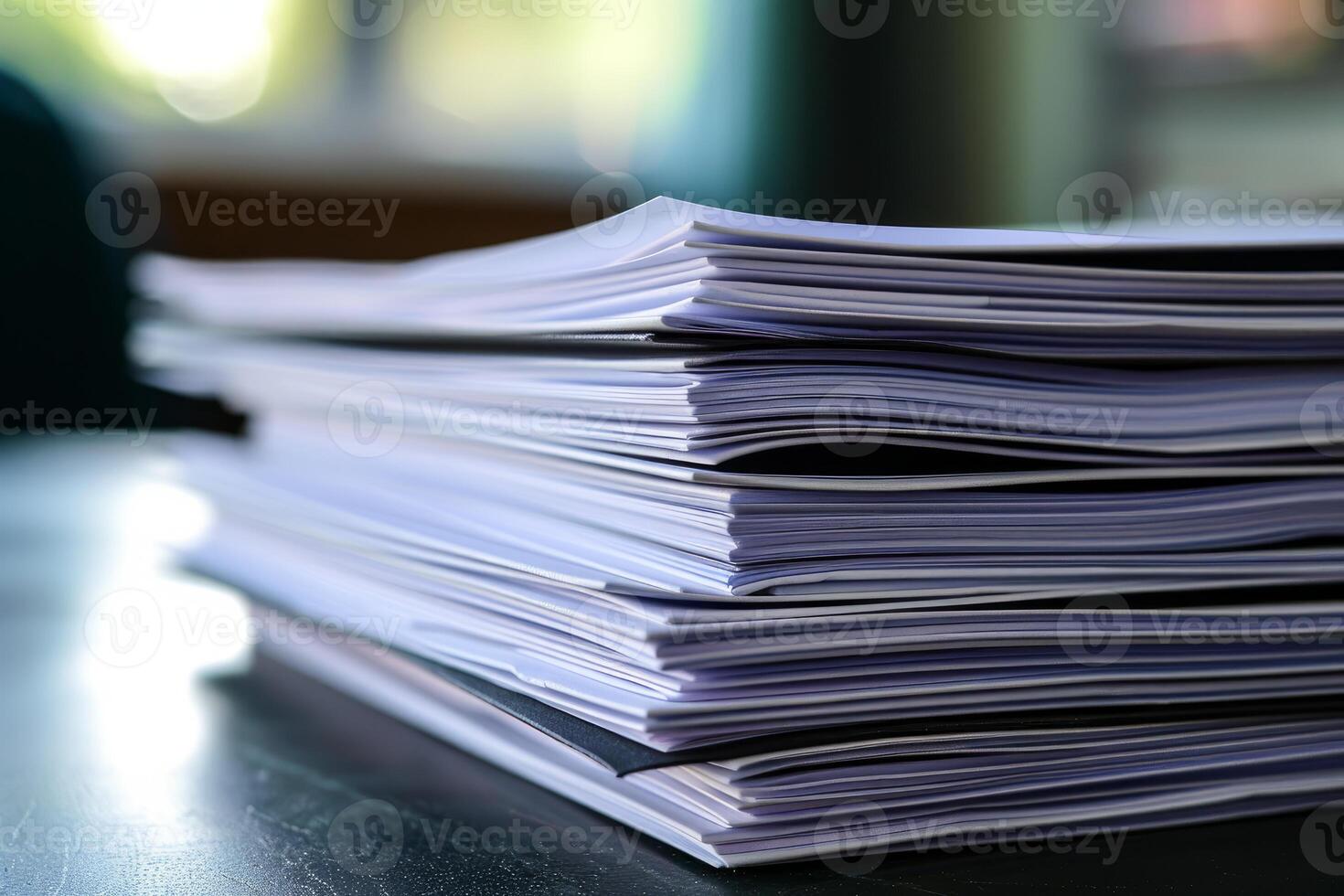Stack of paperwork representing bureaucracy and administrative work photo