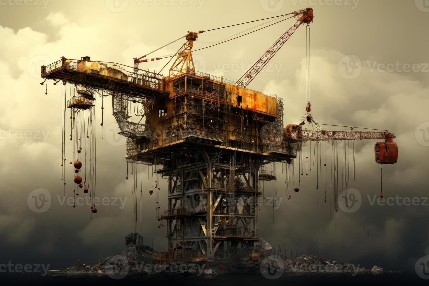 Operational Tower crane sky. Generate Ai photo