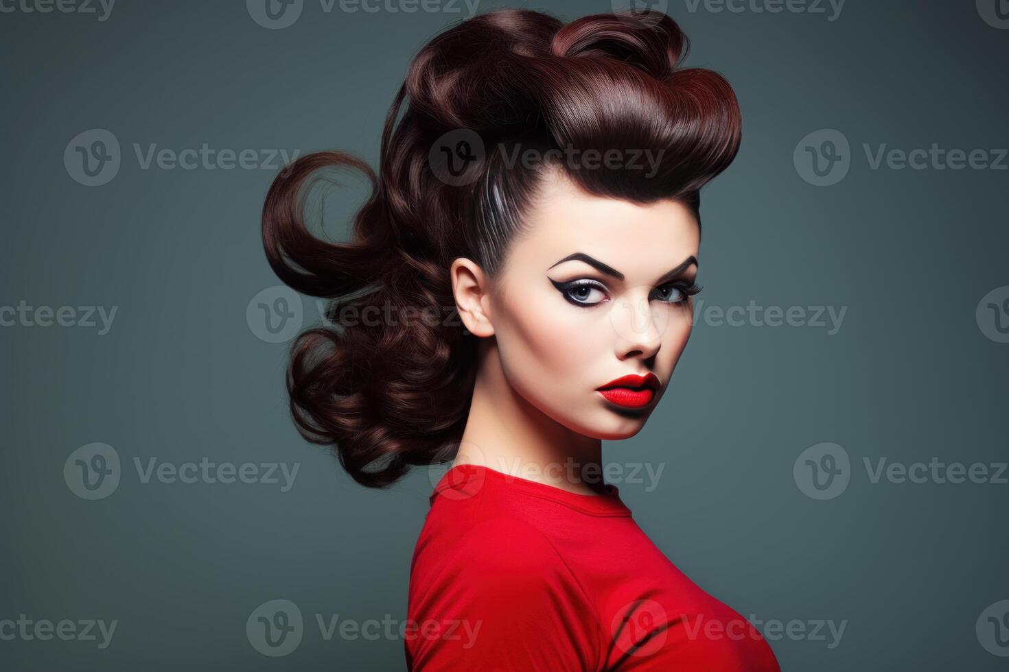 Vintage glamour - woman with retro hairstyle and makeup photo