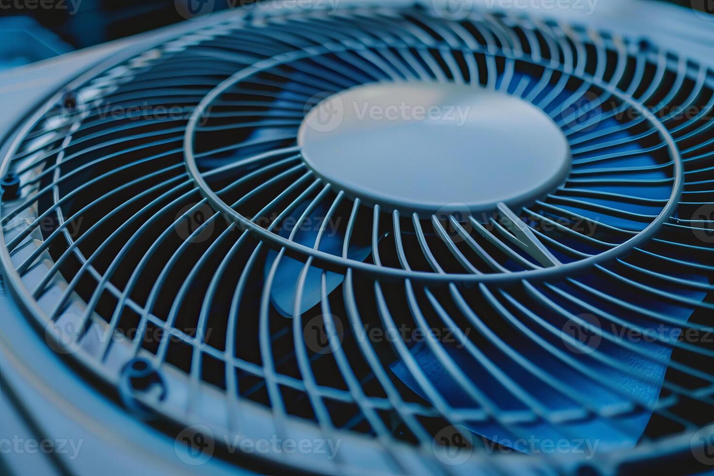 Close up industrial air conditioner fan blades cooling system photo