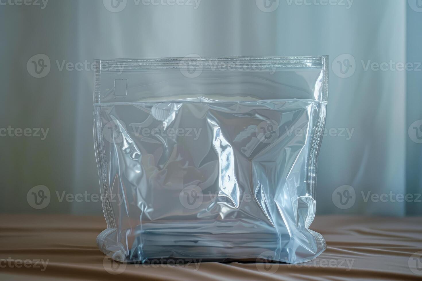 Transparent reusable plastic zipper storage bag reducing waste photo