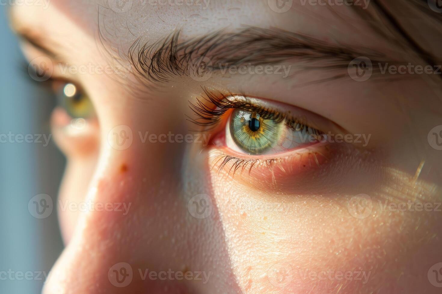 Young woman with hazel eyes looking away from camera photo