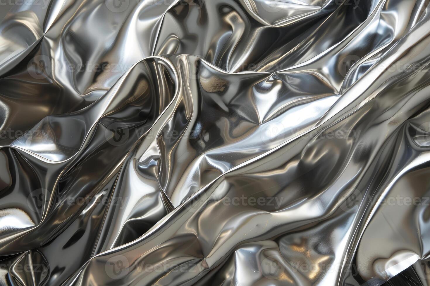 Abstract metallic surface with soft lighting reflecting on its wavy shape photo