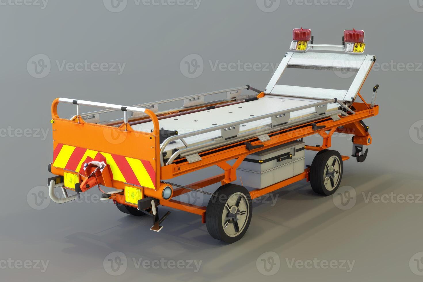 Orange airport ambulance stretcher waiting for boarding a plane photo