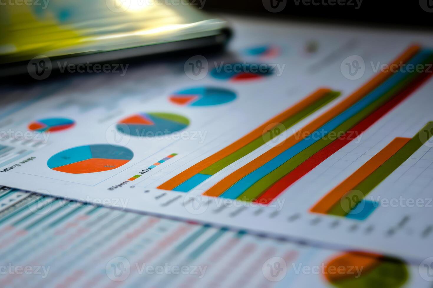 Business charts and graphs showing market growth being analyzed photo