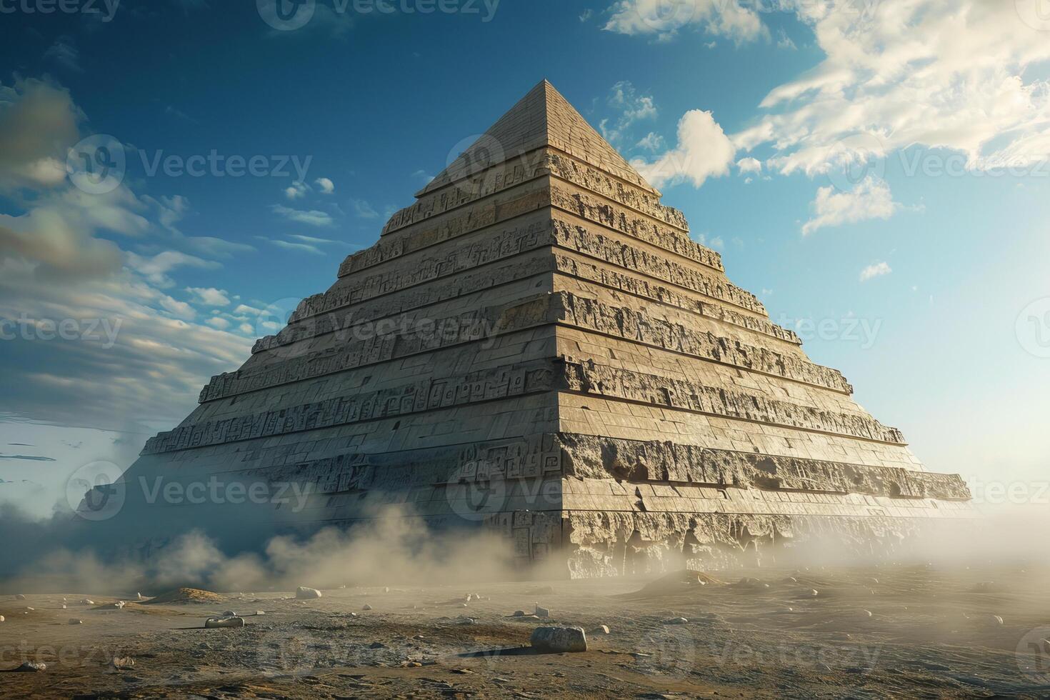 Ancient pyramid standing tall and imposing in the desert photo