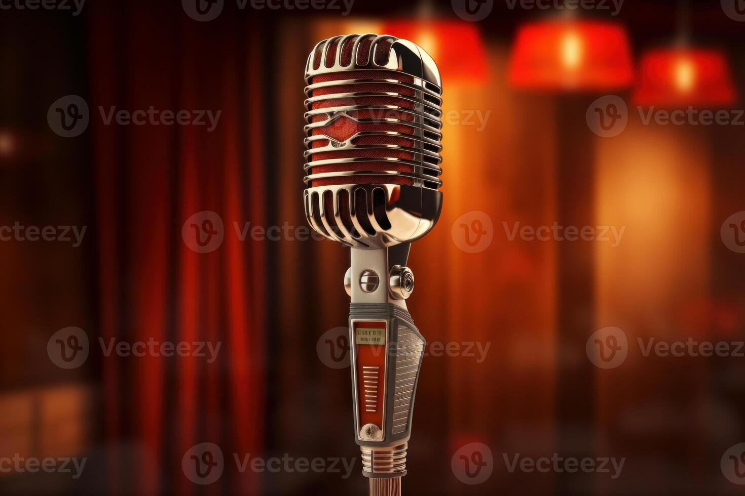 Old-fashioned Retro microphone. Generate Ai photo