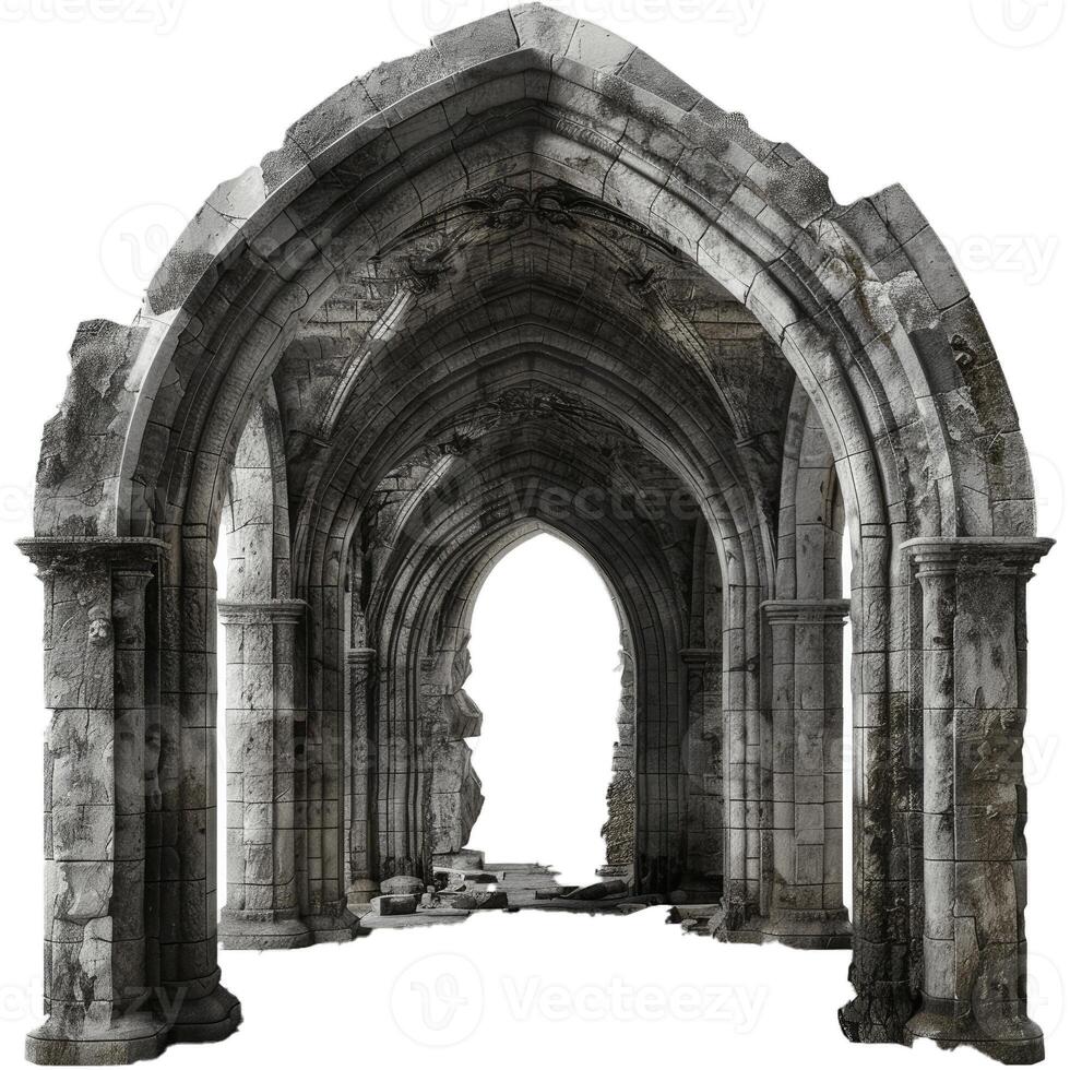 Ancient gothic arches with transparent background photo