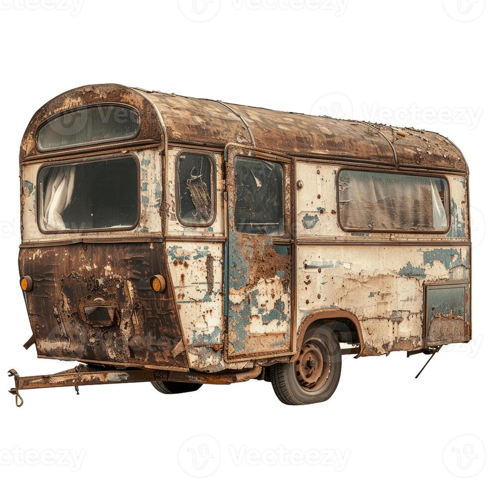 Old rusty abandoned trailer showing its age and decay photo