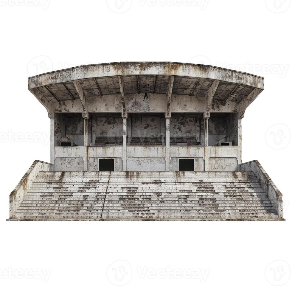 Abandoned concrete stadium showing time passing by photo