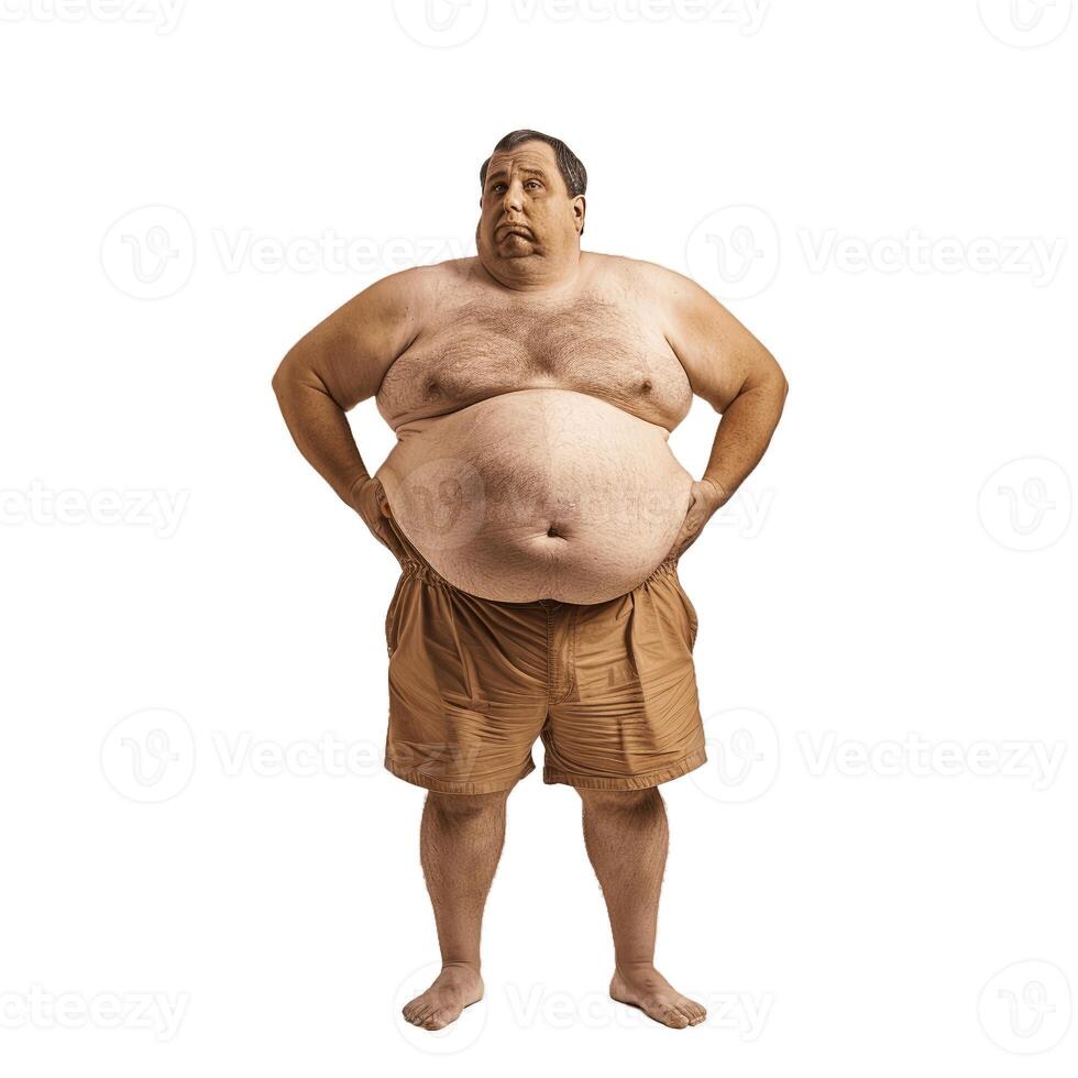 Overweight man posing with hands on hips photo