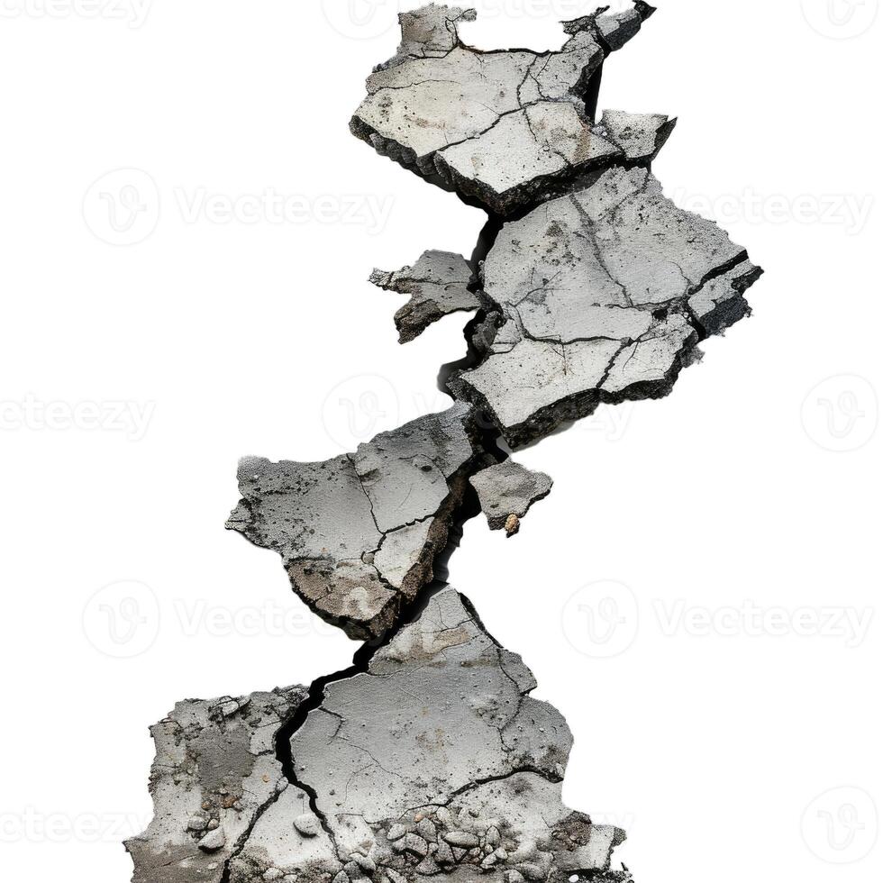 Cracked concrete texture with transparent background photo