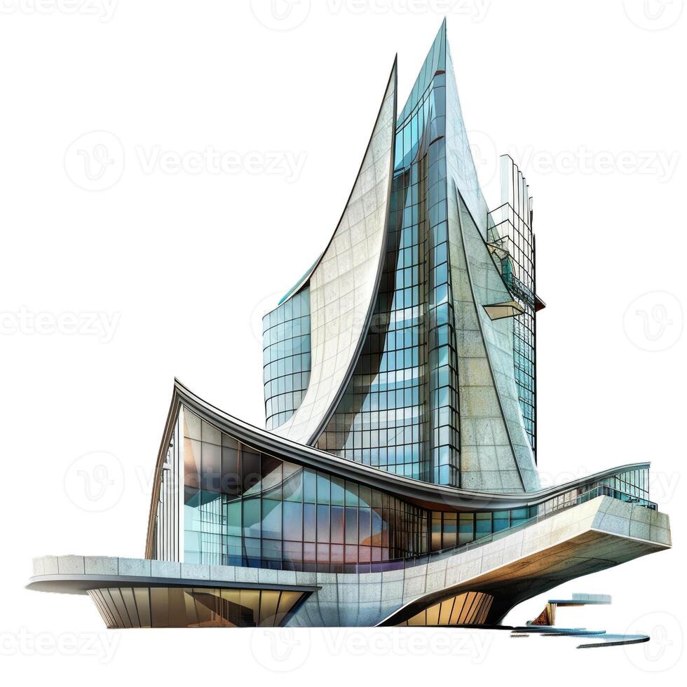 Modern architecture building isolated on transparent background photo