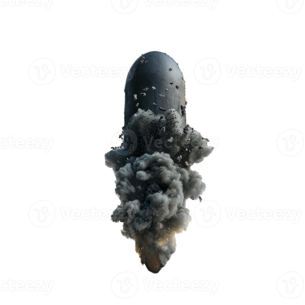 Rocket launch smoke trail isolated on transparent background photo