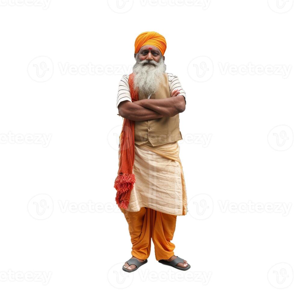 Senior sikh man in traditional attire on transparent background photo