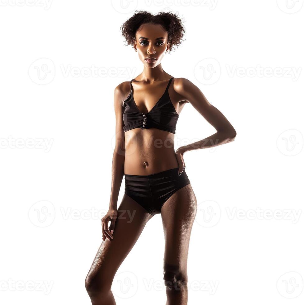 Confident young woman posing in swimwear photo