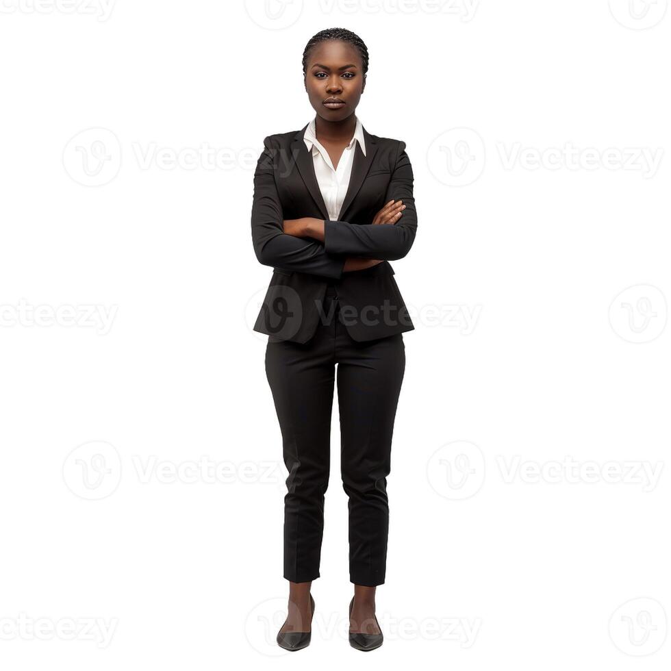 Confident businesswoman standing with arms crossed photo