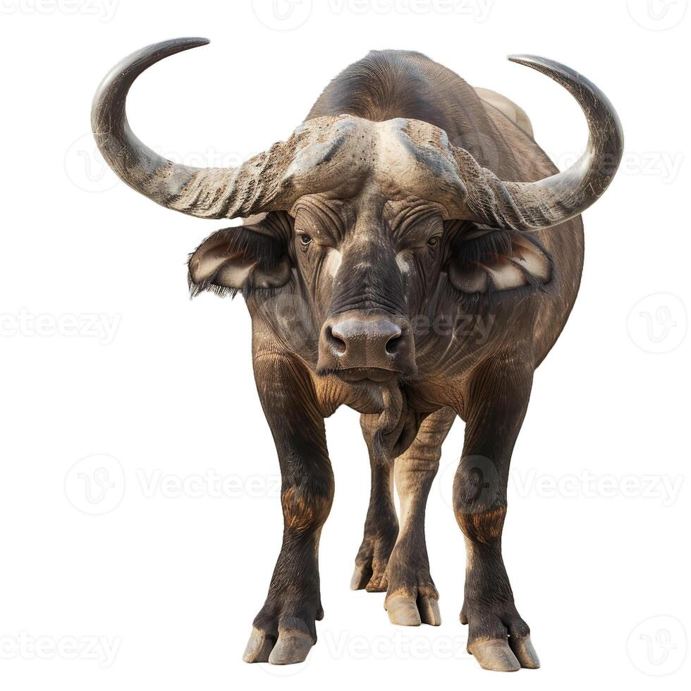 Large african cape buffalo standing on white background photo