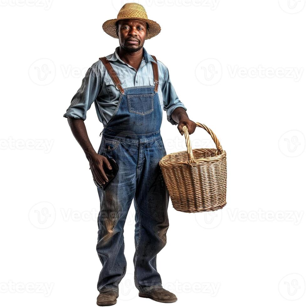 Farmer with basket on transparent background photo