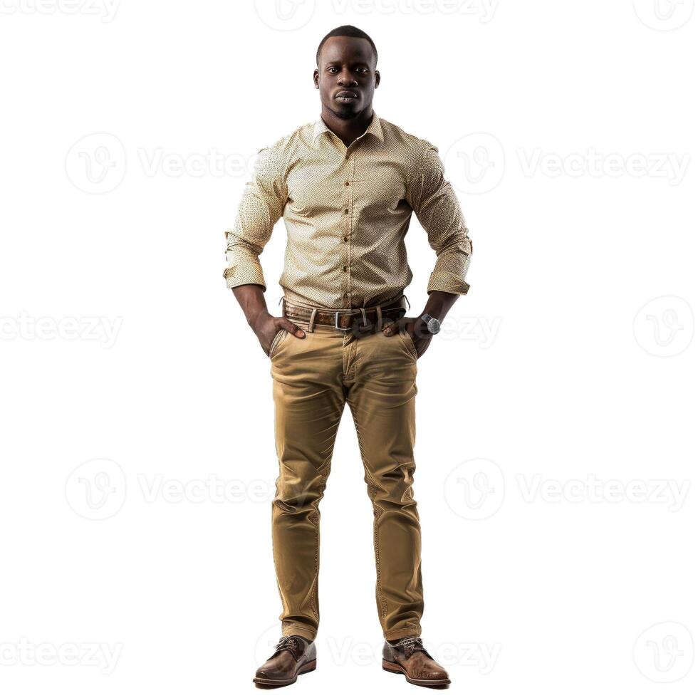 Confident businessman standing on transparent background photo