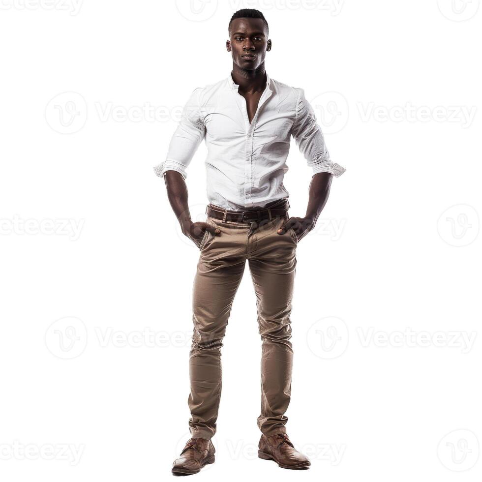 Confident man posing on transparent background photo