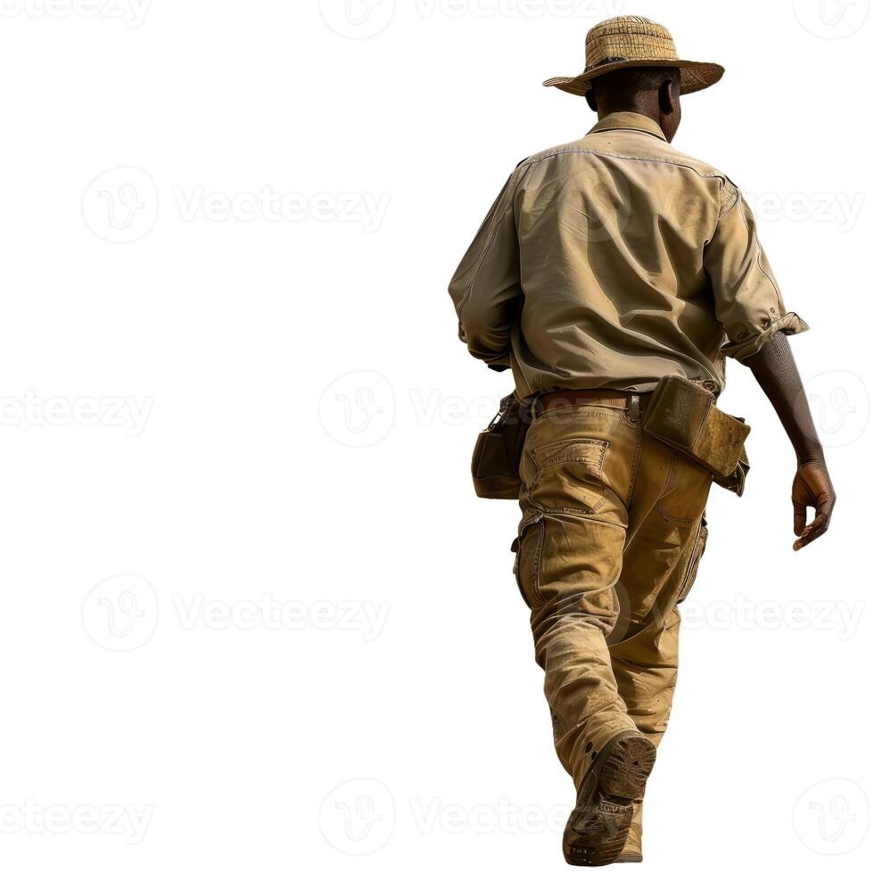Safari guide walking on transparent background photo