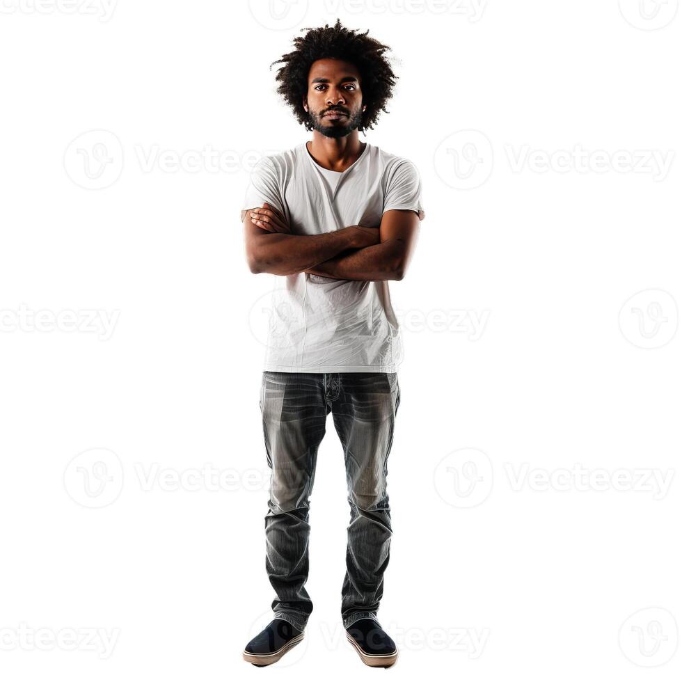 Confident man standing on transparent background photo