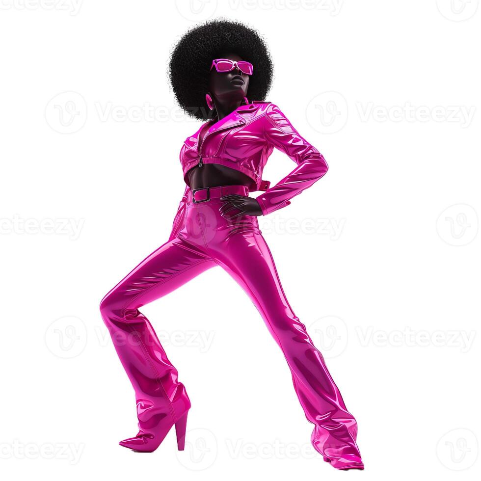 Funky retro fashion posing on transparent background photo