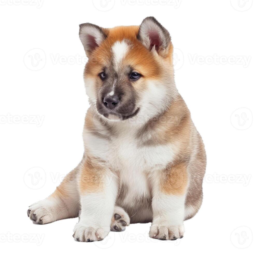 Cute akita puppy on transparent background photo