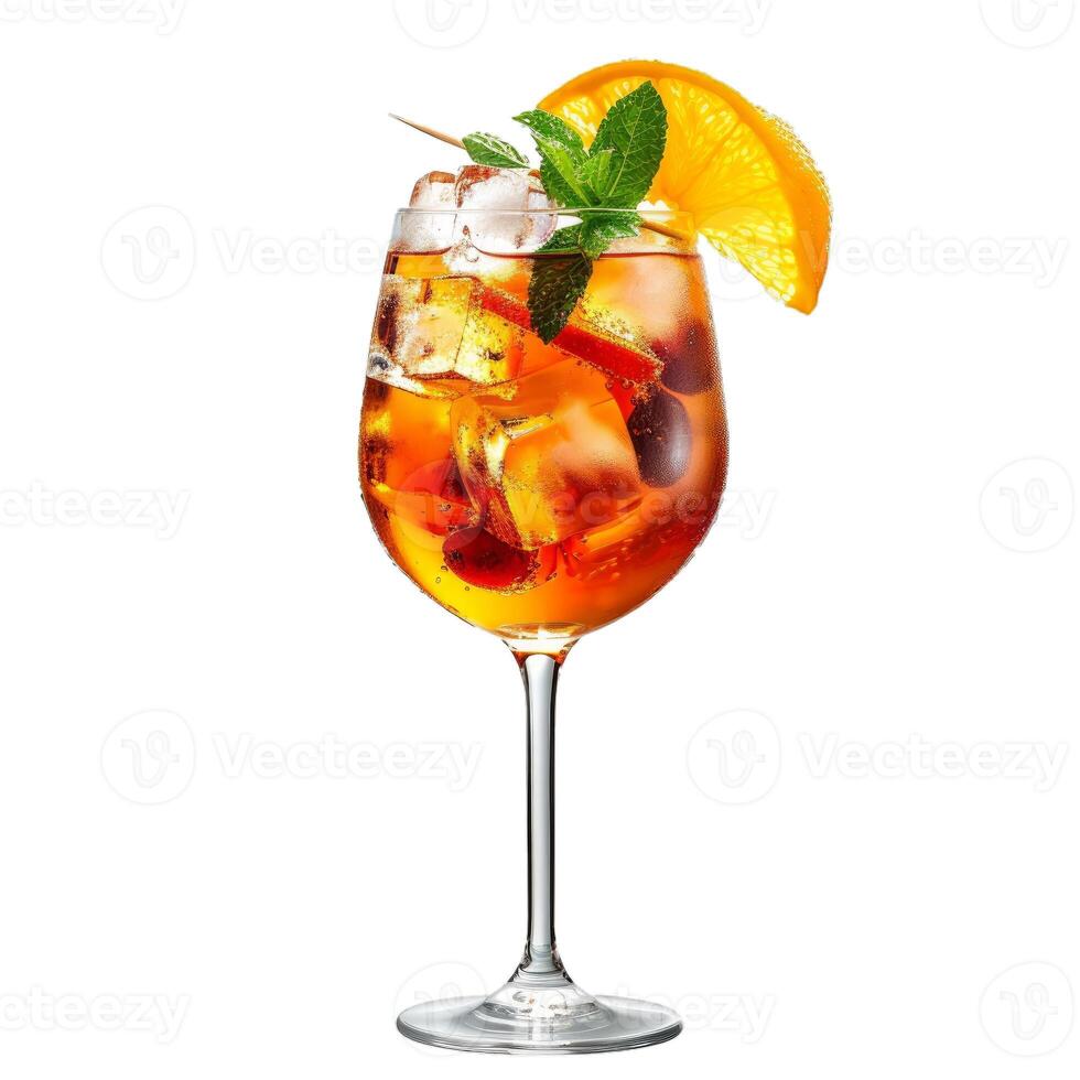 Refreshing iced tea cocktail with citrus and mint photo