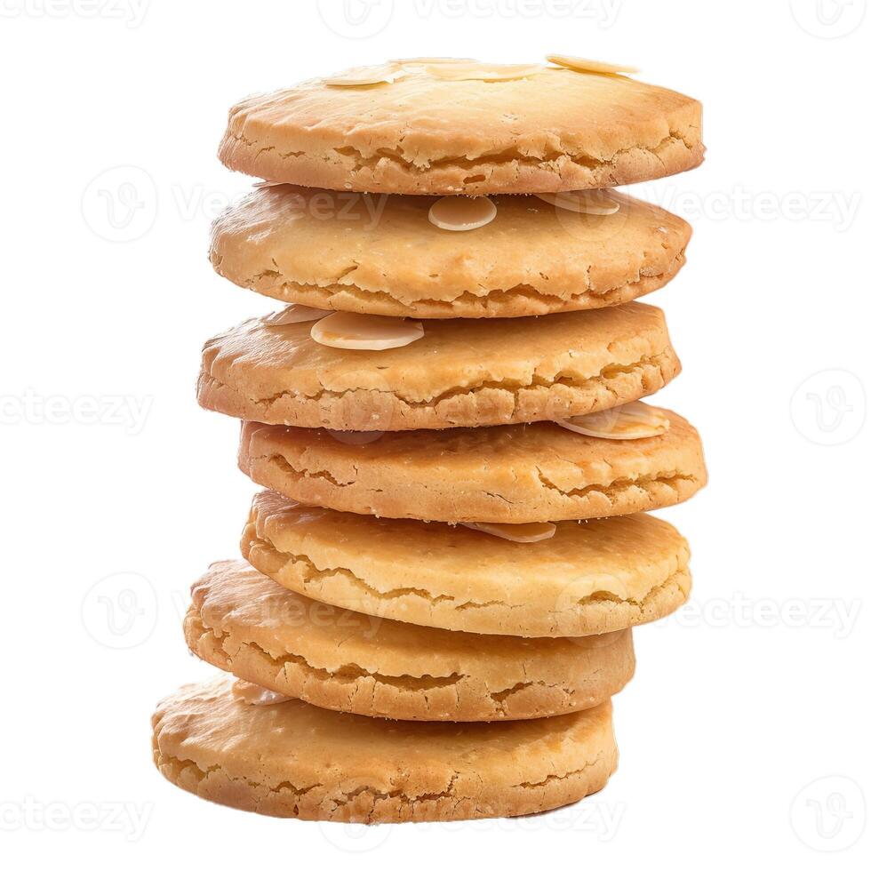 Stack of almond cookies on transparent background photo