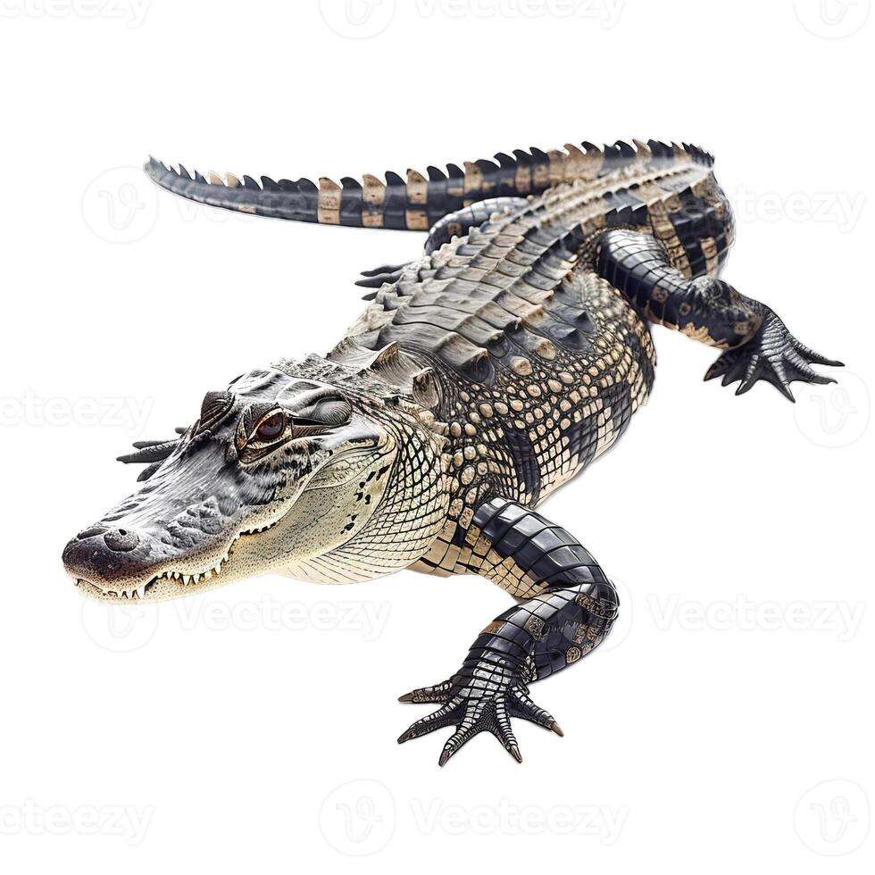 American alligator standing on white background photo
