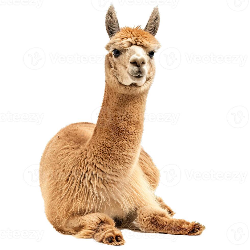 Smiling llama isolated on transparent background photo