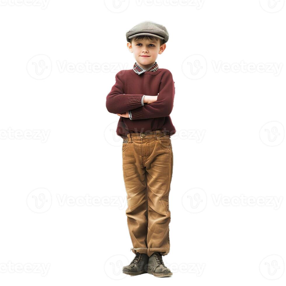 Confident boy in casual vintage attire photo
