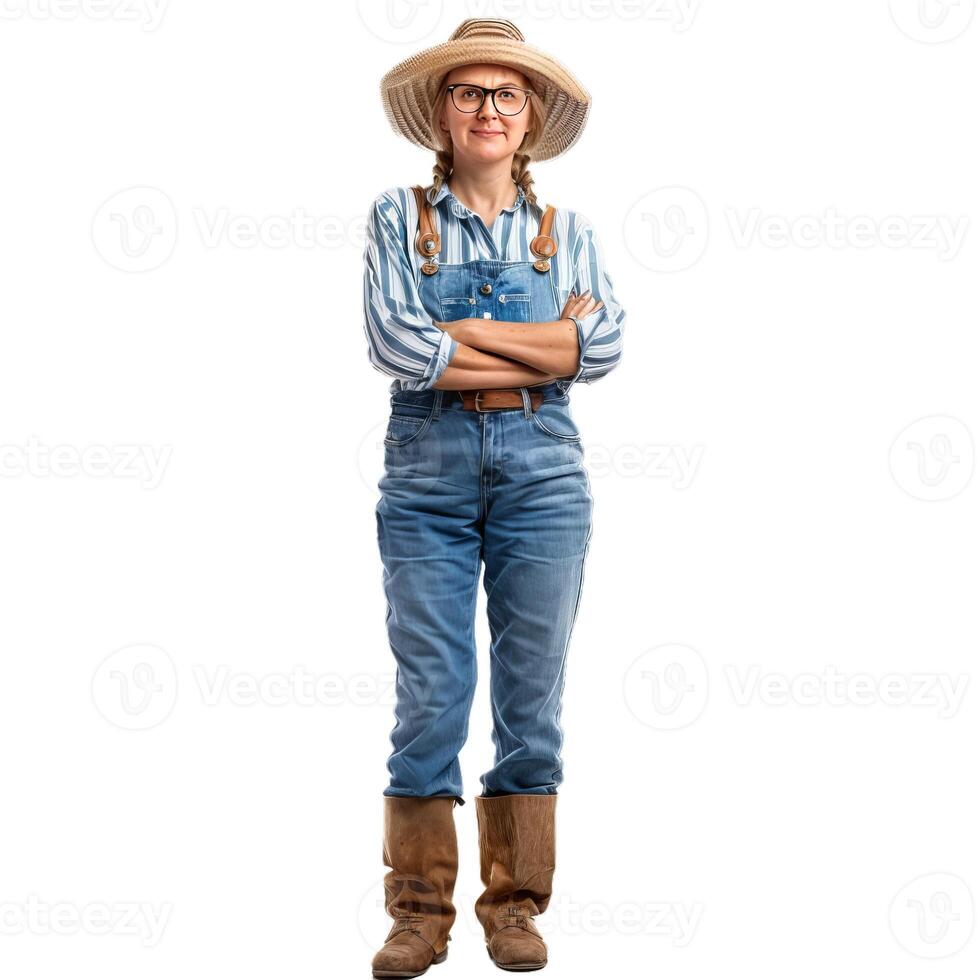 Confident female farmer on transparent background photo