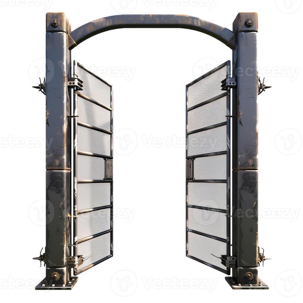 Isolated metal turnstile gate on transparent background photo