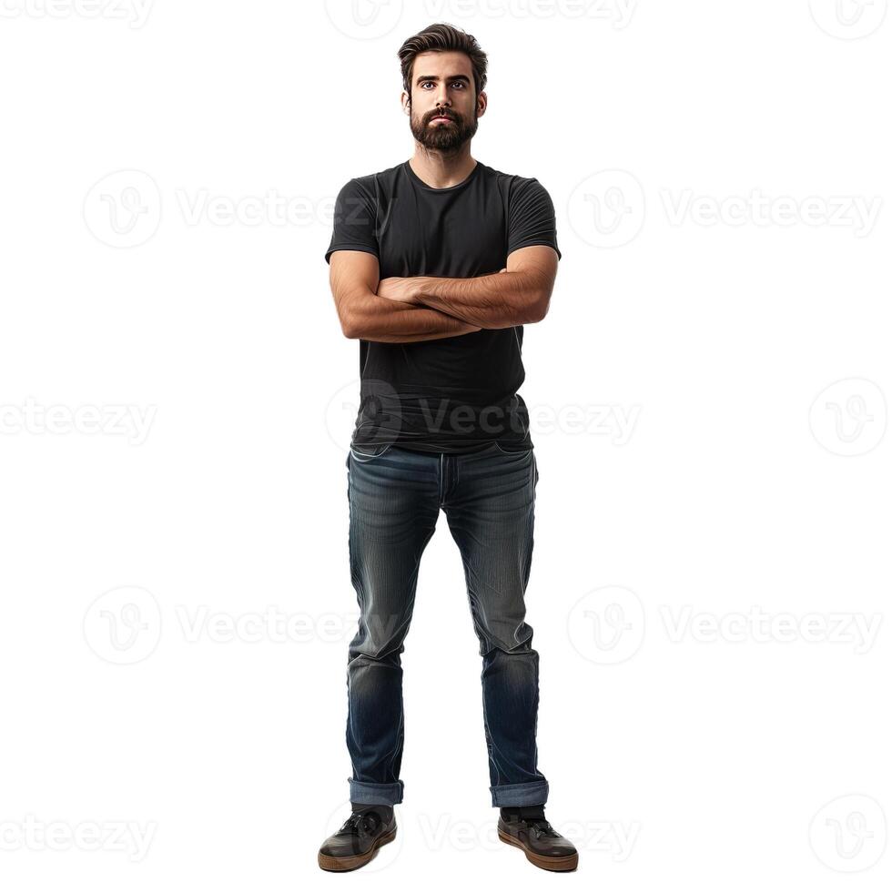 Confident young man standing with arms crossed photo
