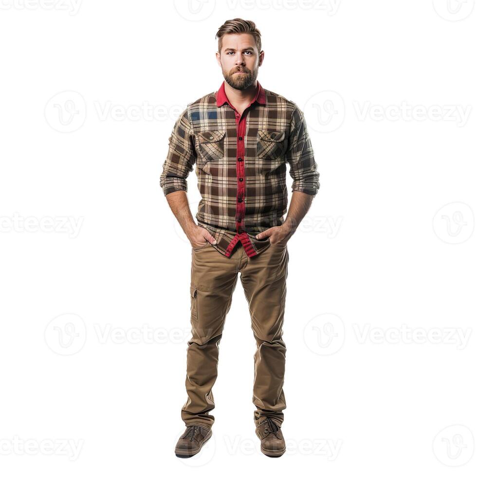 Casual bearded man on transparent background photo