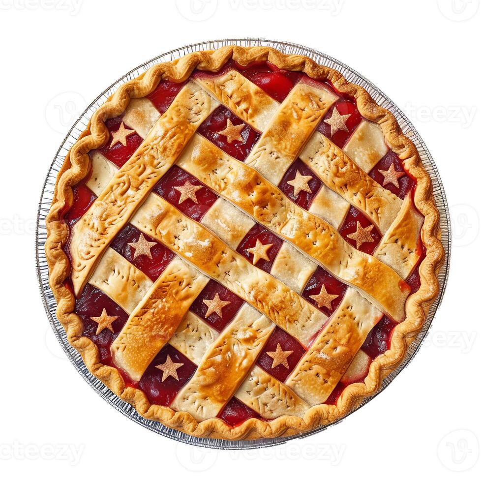 Freshly baked cherry pie on transparent background photo