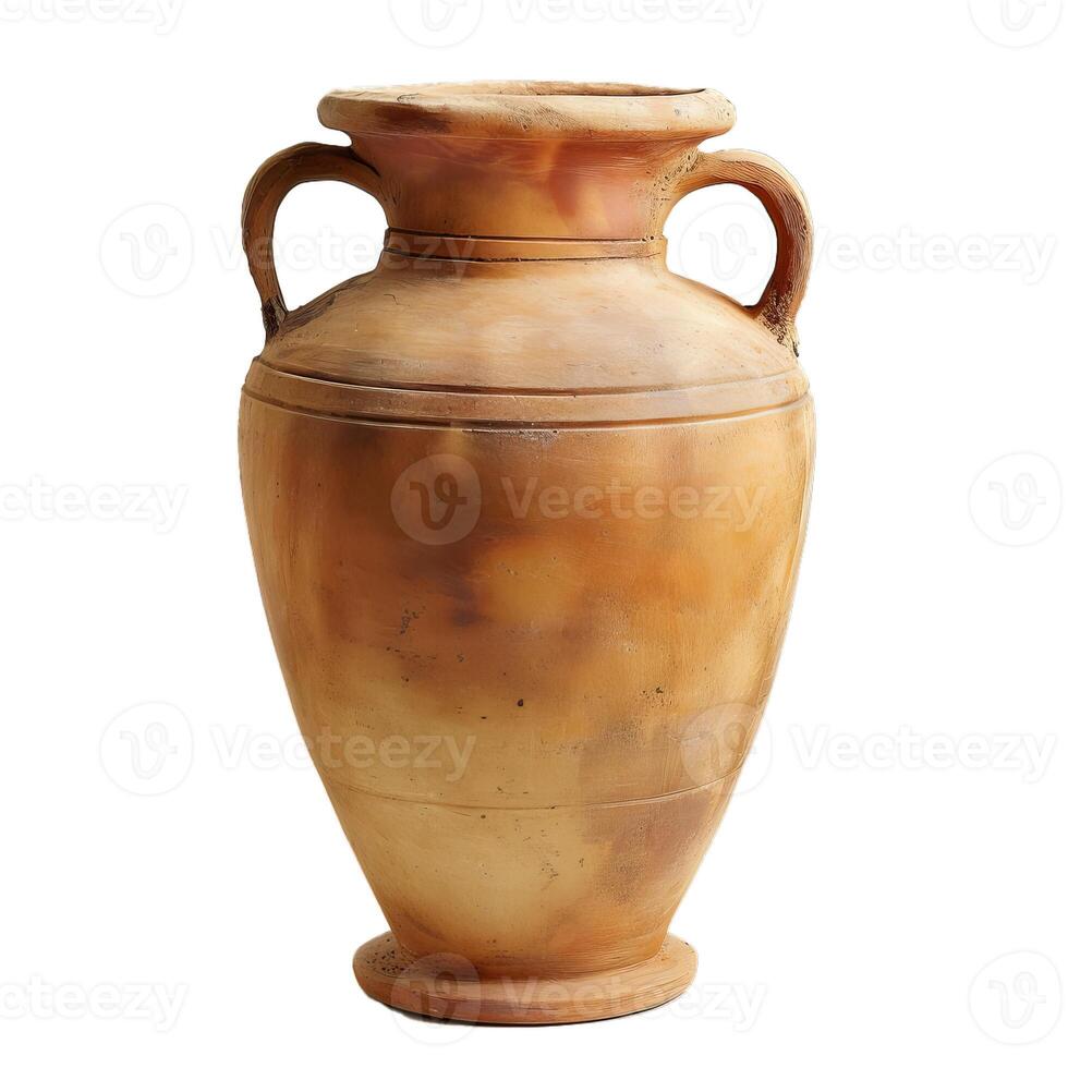Ancient terracotta amphora on transparent background photo