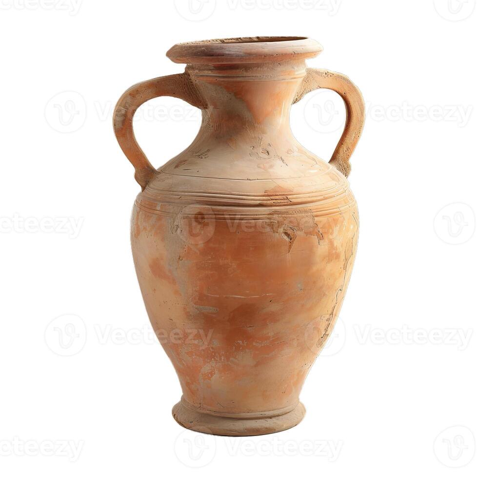 Ancient clay amphora isolated on transparent background photo