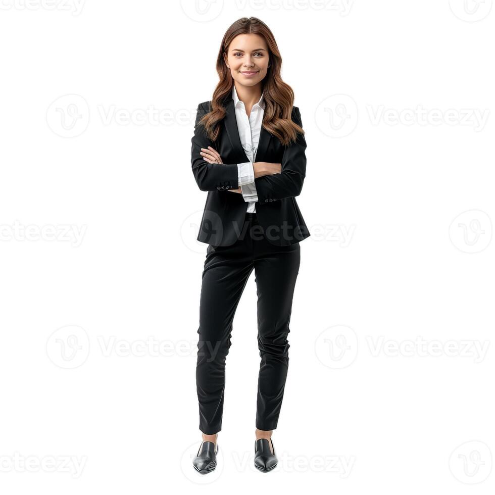 Confident businesswoman standing with arms crossed photo
