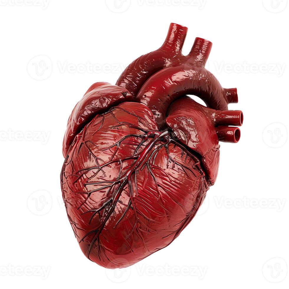 Detailed anatomical model of a human heart, isolated on white photo
