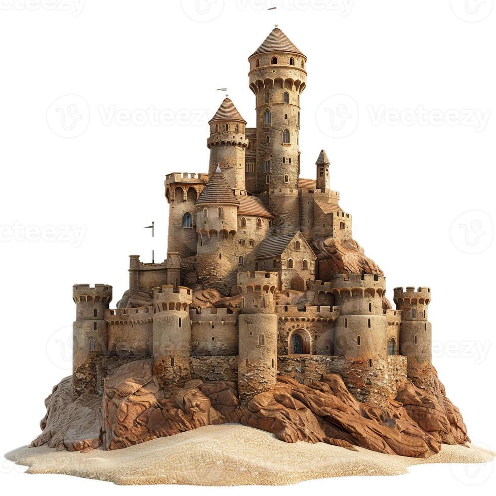 Majestic sandcastle on transparent background photo