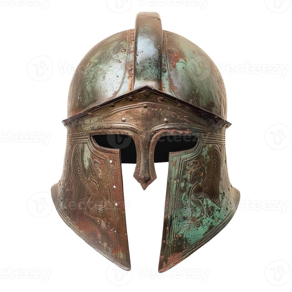 Ancient greek helmet isolated on transparent background photo