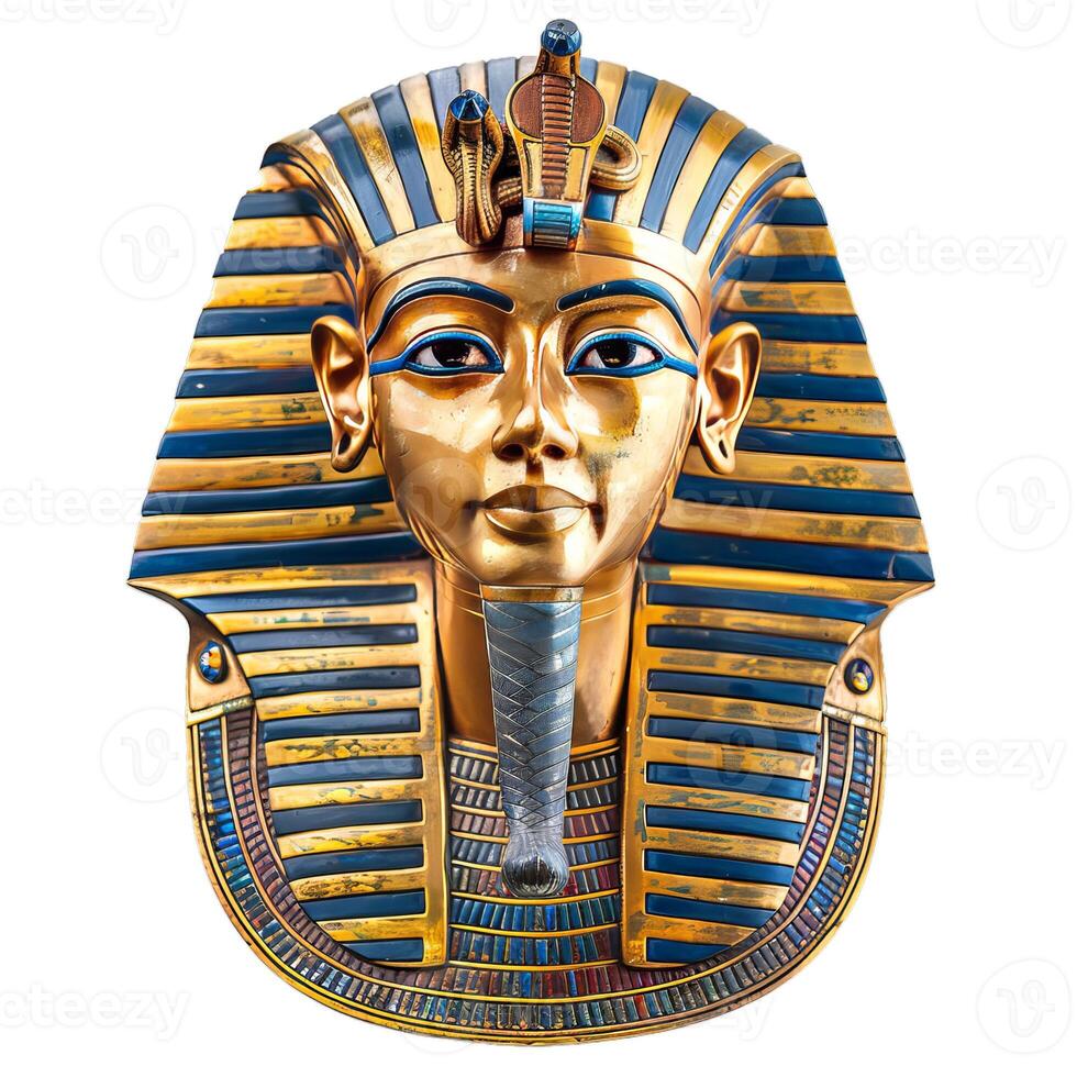 Golden pharaoh mask on transparent background photo