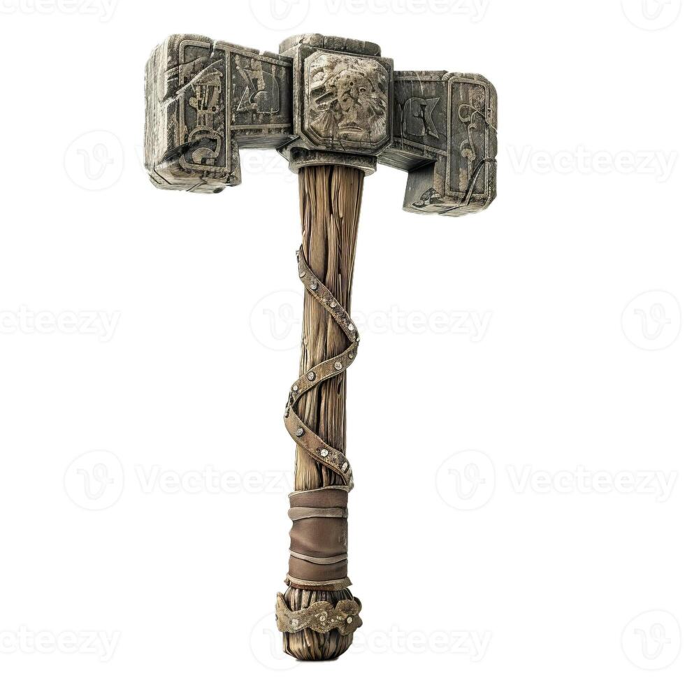 Antique viking hammer replica on grey background photo