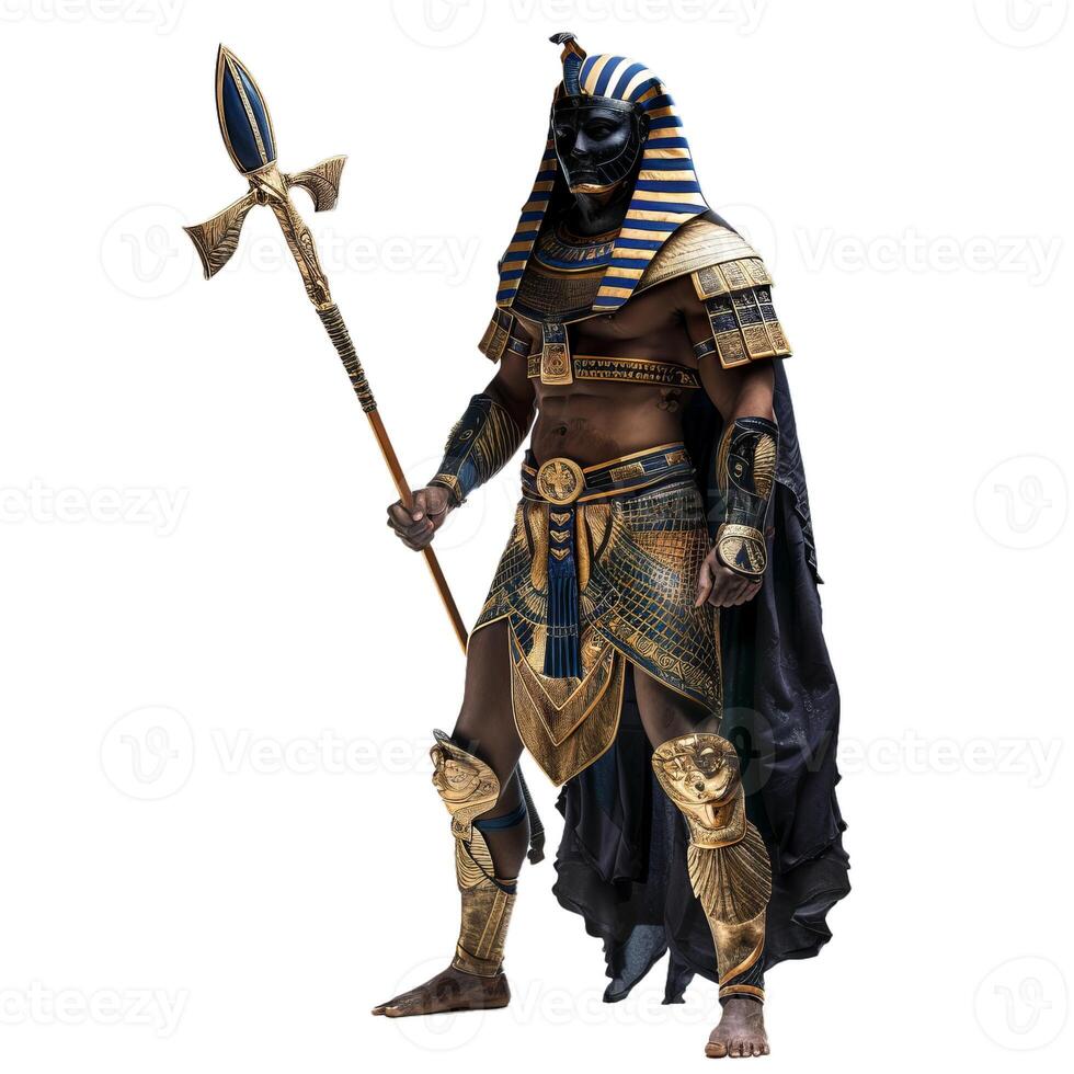 Ancient egyptian pharaoh in full regalia photo