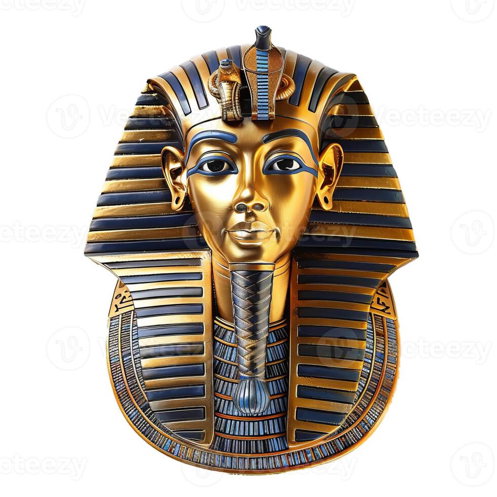 Golden mask of tutankhamun pharaoh on white background photo